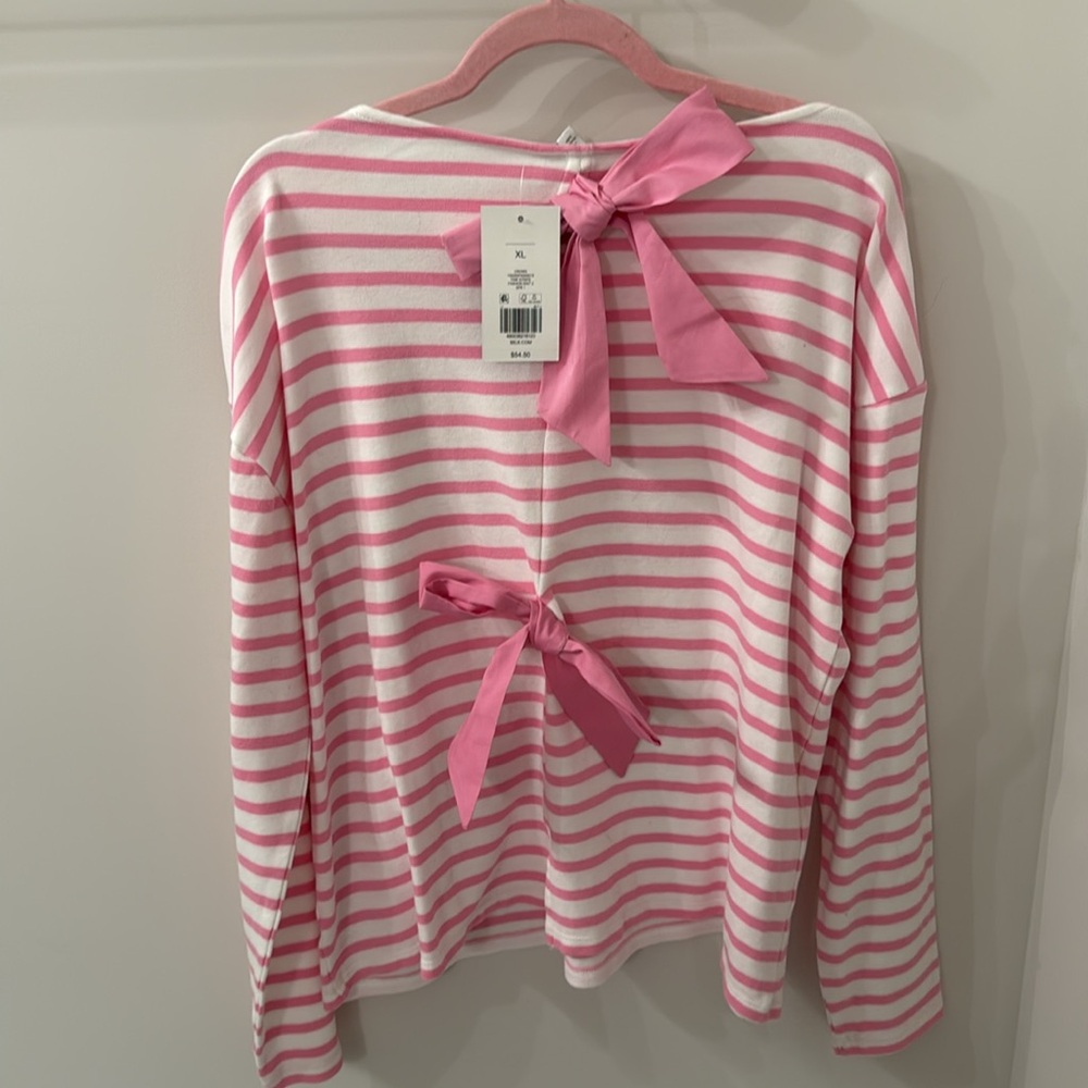 NWT Pink and White Striped Long Sleeve Top